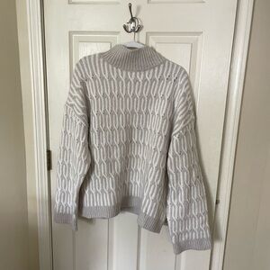 Gray Turtleneck Sweater with Ribbed Knit